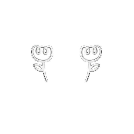 Hollow Tulip Flower 925 Sterling Silver Stud Earrings