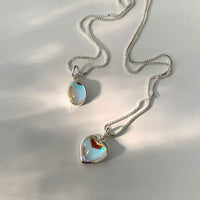 Heart Oval Moonstone 925 Sterling Silver Necklace