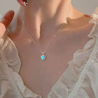Heart Oval Moonstone 925 Sterling Silver Necklace