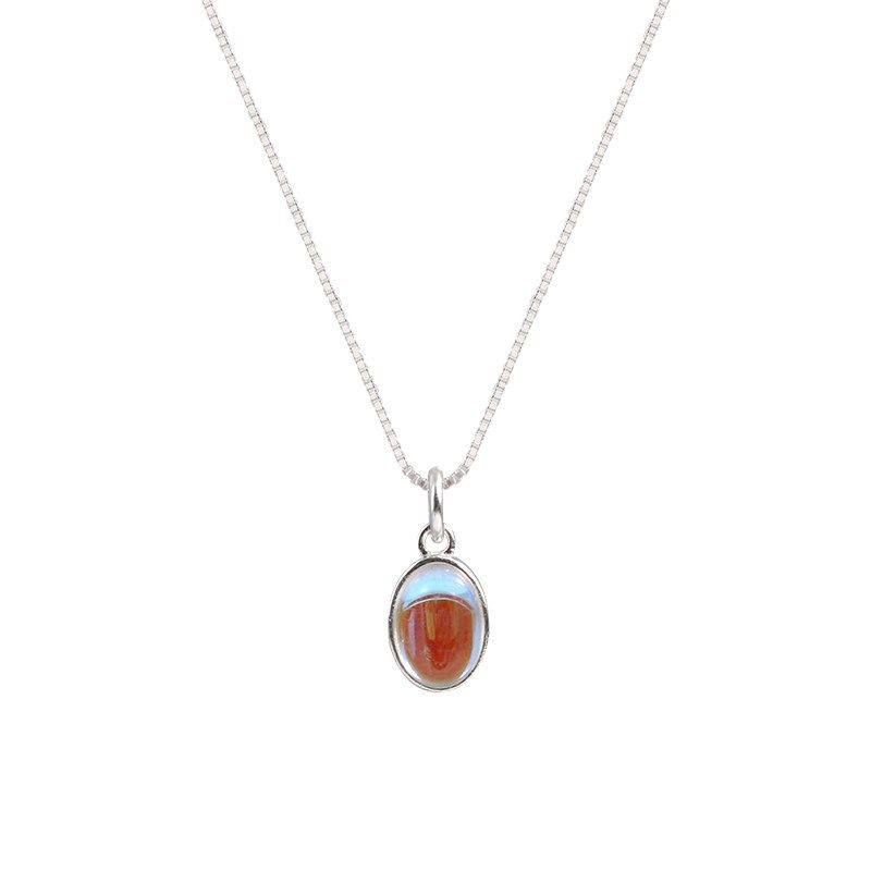 Heart Oval Moonstone 925 Sterling Silver Necklace