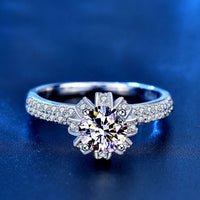 Moissanite Crystal Flower Bud Crown 925 Sterling Silver Ring