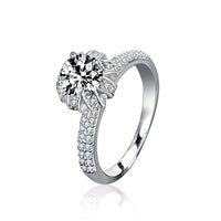 Moissanite Crystal Flower Bud Crown 925 Sterling Silver Ring