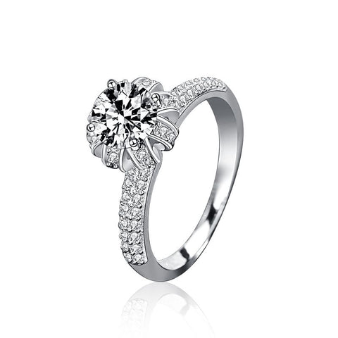 Moissanite CZ Flower Bud Crown 925 Sterling Silver Ring