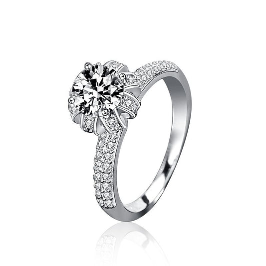 Moissanite CZ Flower Bud Crown 925 Sterling Silver Ring