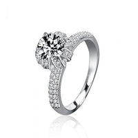 Moissanite Crystal Flower Bud Crown 925 Sterling Silver Ring