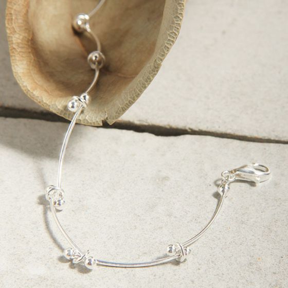 Girl Bead Cross Bracelet in 925 Sterling Silver