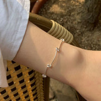 Girl Bead Cross Bracelet in 925 Sterling Silver