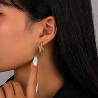 Friend's Hollow Tree Leaves C Shape Sterling Silver Stud Earrings