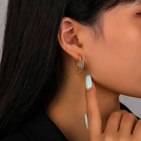 Friend's Hollow Tree Leaves C Shape Sterling Silver Stud Earrings