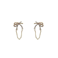 Crystal Butterfly Tassel 925 Sterling Silver Dangling Earrings