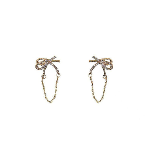 CZ Butterfly Tassel 925 Sterling Silver Dangling Earrings