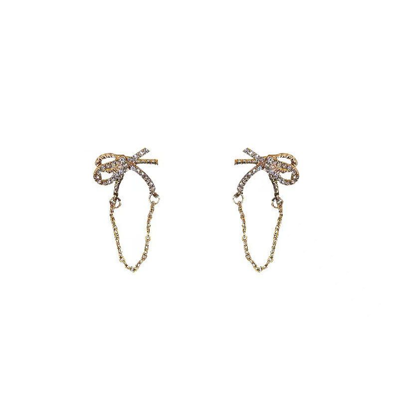 Crystal Butterfly Tassel 925 Sterling Silver Dangling Earrings