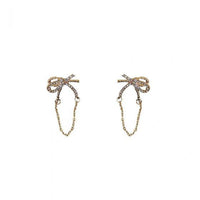Crystal Butterfly Tassel 925 Sterling Silver Dangling Earrings