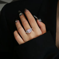 8 x 10mm Emerald Created High Carbon Diamond Ring in 925 Sterling Silver