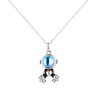 Created Moonstone Astronau Necklace in 925 Sterling Silver