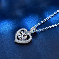 Dancing Moissanite Heart Necklace in 925 Sterling Silver