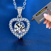 Dancing Moissanite Heart Necklace in 925 Sterling Silver