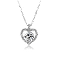 Dancing Moissanite Heart Necklace in 925 Sterling Silver
