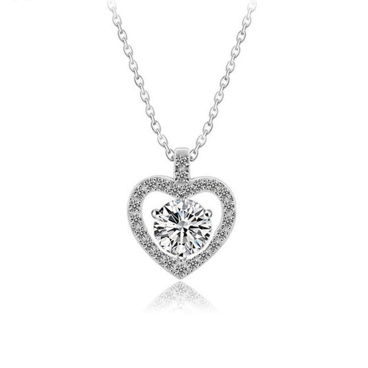 Dancing Moissanite Heart Necklace in 925 Sterling Silver