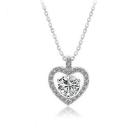 Dancing Moissanite Heart Necklace in 925 Sterling Silver