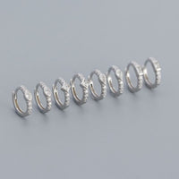 Square-Oval Geometry Crystal Huggie Hoop Earrings, 925 Sterling Silver