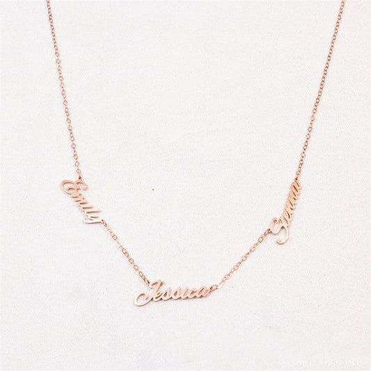 Personalized Name Letter Necklace, 2-4 Names, 925 Sterling Silver