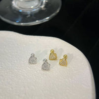 Mini Crystal Heart Stud Earrings 925 Sterling Silver