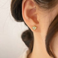 Mini Crystal Heart Stud Earrings 925 Sterling Silver