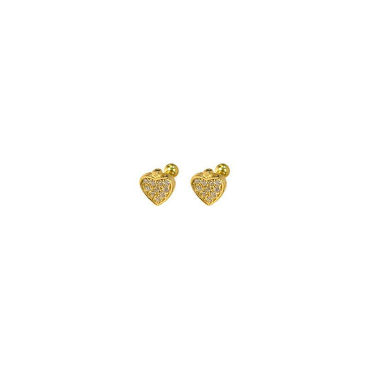 Mini CZ Heart Stud Earrings 925 Sterling Silver