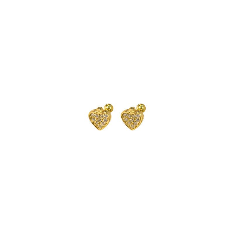Mini Crystal Heart Stud Earrings 925 Sterling Silver