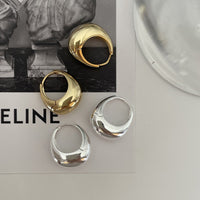 Modern Geometry Curve Circle 925 Sterling Silver Huggie Earring