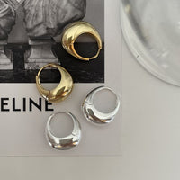 Modern Geometry Curve Circle 925 Sterling Silver Huggie Earring