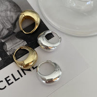 Modern Geometry Curve Circle 925 Sterling Silver Huggie Earring
