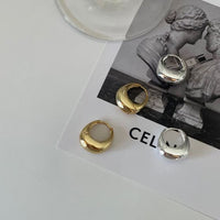Modern Geometry Curve Circle 925 Sterling Silver Huggie Earring