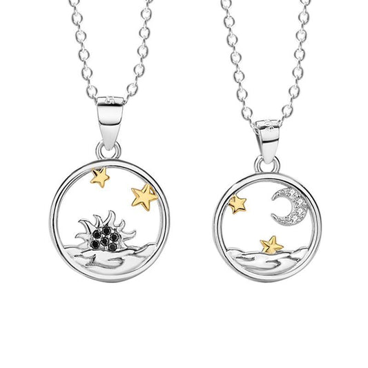 Moon Star Sun Pendant Couple Necklaces