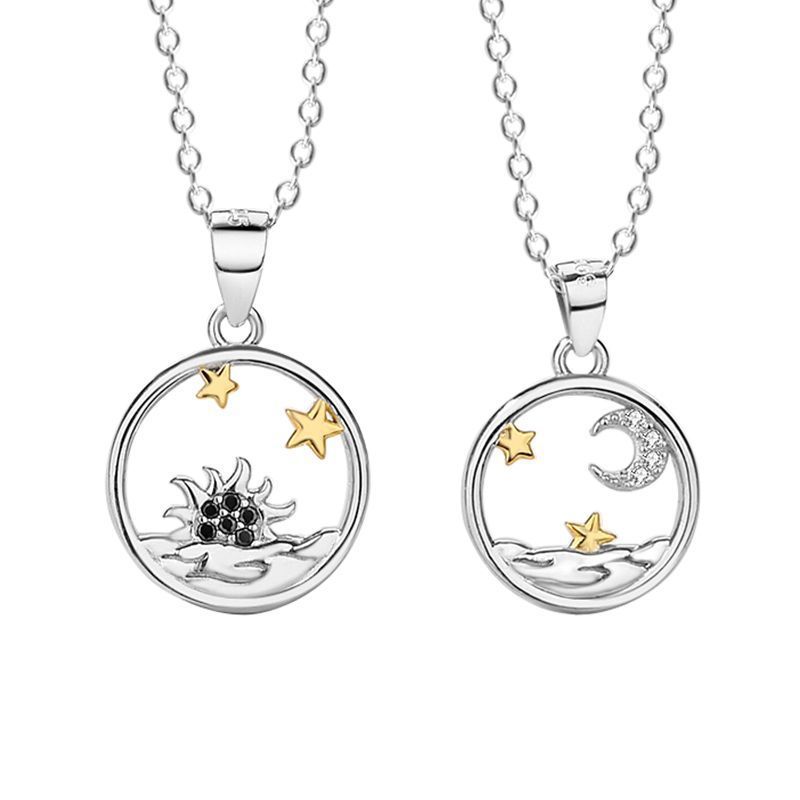 Moon Star Sun Pendant Couple Necklaces