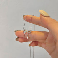 Honey Moon Crystal Bow-Knot Star Necklace