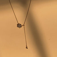Black Camellia Tassel 925 Sterling Silver Necklace