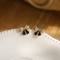 Black Crystal Bow-Knot 925 Sterling Silver Stud Earrings