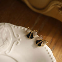 Black Crystal Bow-Knot 925 Sterling Silver Stud Earrings