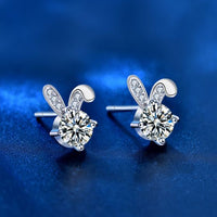 Moissanite Bunny Ear Stud Earrings in 925 Sterling Silver