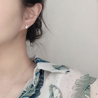 Moissanite Bunny Ear Stud Earrings in 925 Sterling Silver