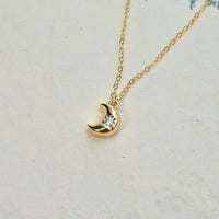 Crescent Moon Crystal Necklace, 925 Sterling Silver