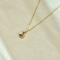Crescent Moon Crystal Necklace, 925 Sterling Silver