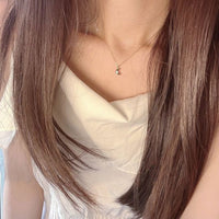 Crescent Moon Crystal Necklace, 925 Sterling Silver