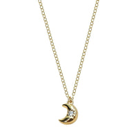 Crescent Moon Crystal Necklace, 925 Sterling Silver
