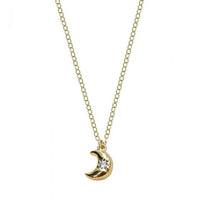 Crescent Moon Crystal Necklace, 925 Sterling Silver