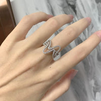 Double Layer Curved Lines Adjustable Sterling Silver Ring
