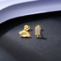 Asymmetry Crystal Cloud and Ice Cream Stud Earrings