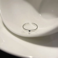 Minimal Black Heart Adjustable Sterling Silver Ring